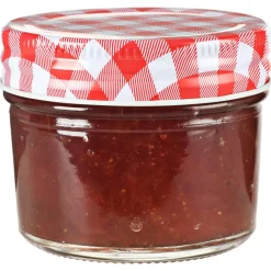 vidaXL Jampotten met wit met rode deksels 24 st 110 ml glas