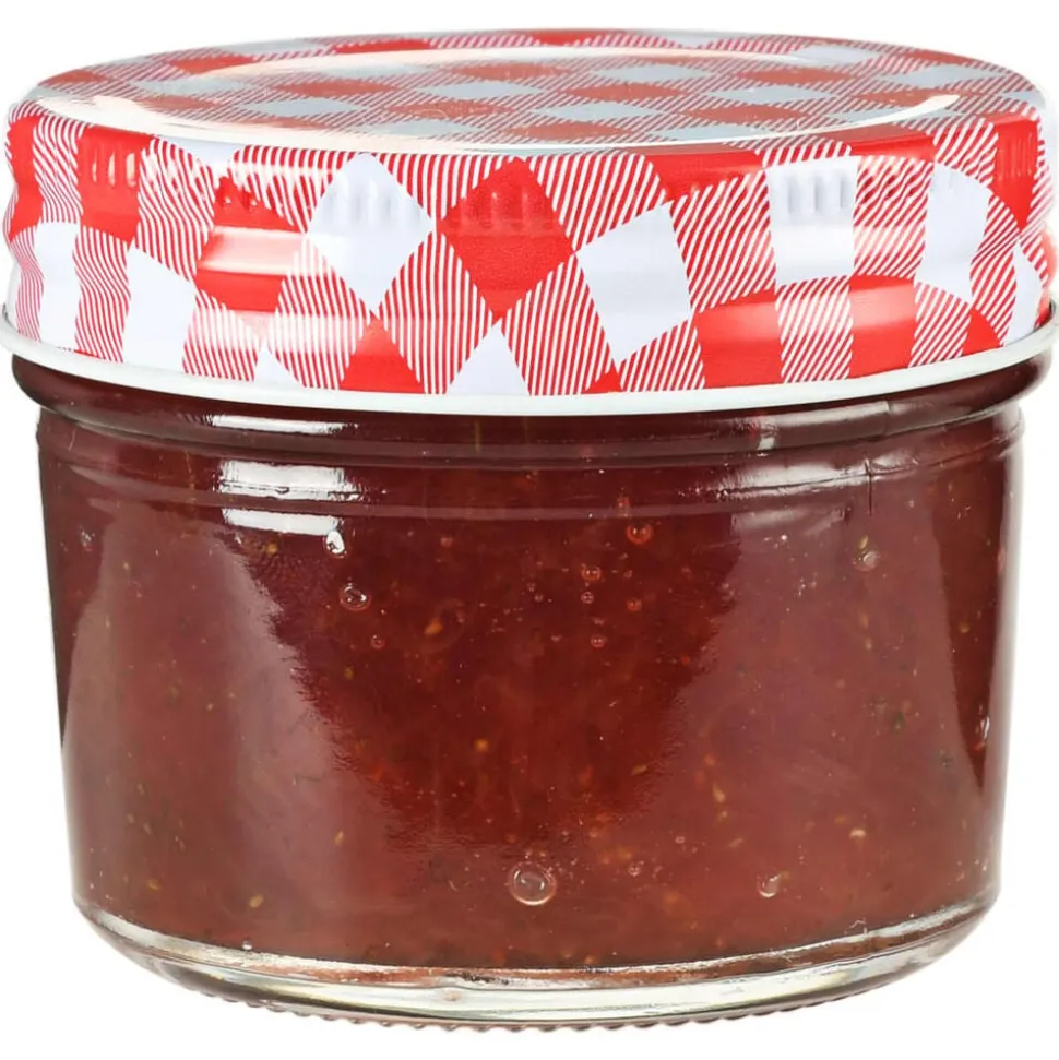 vidaXL Jampotten met wit met rode deksels 24 st 110 ml glas