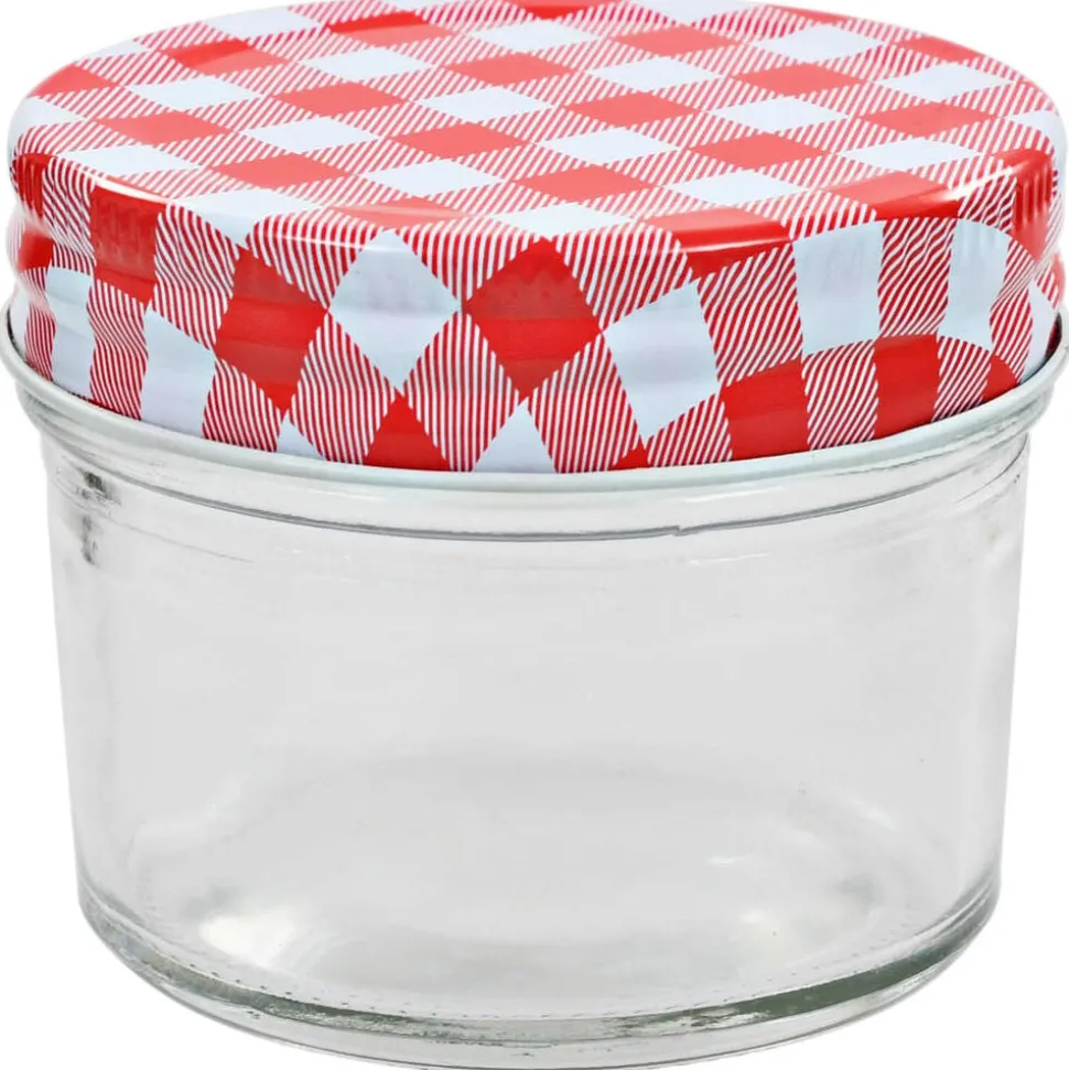 vidaXL Jampotten met wit met rode deksels 24 st 110 ml glas