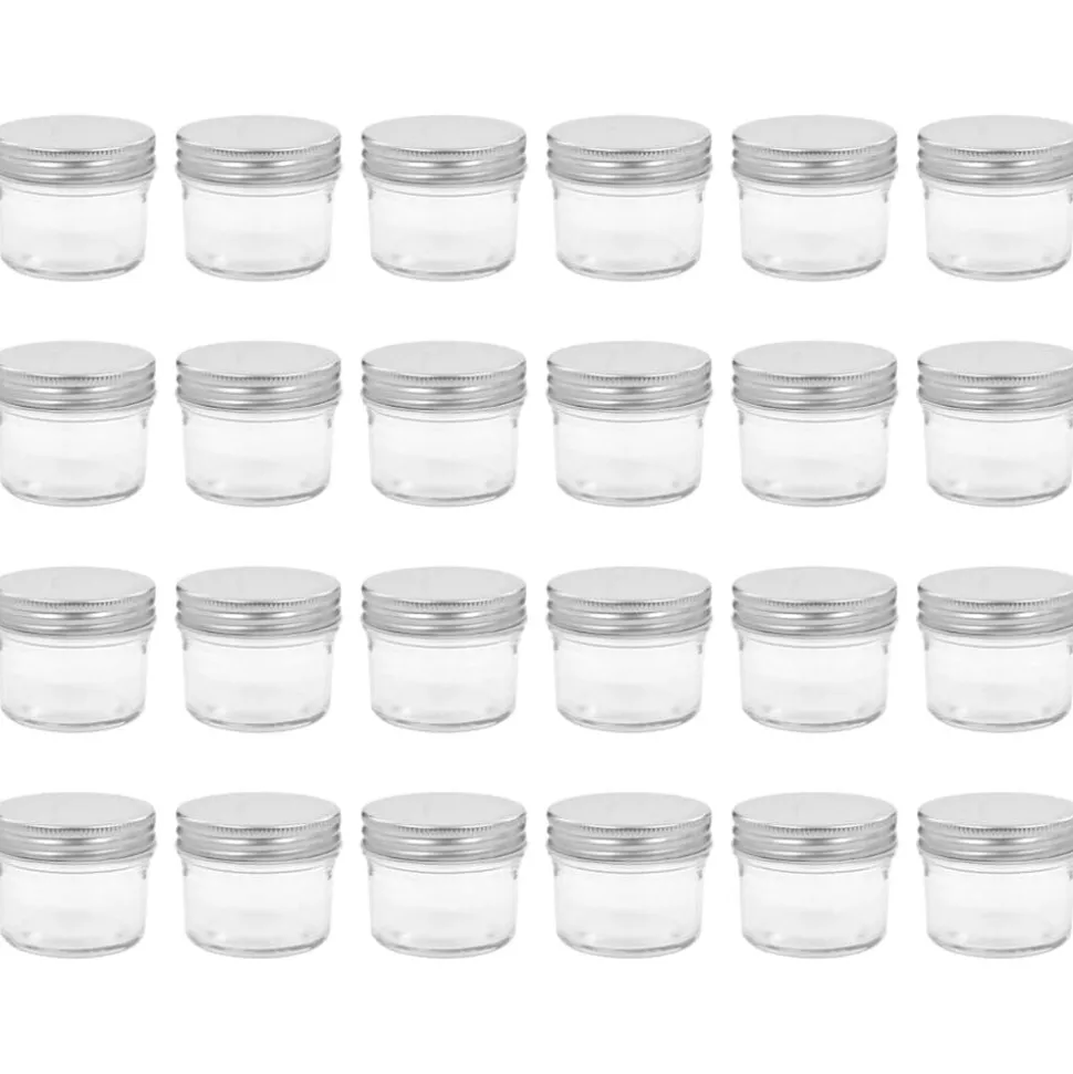 vidaXL Jampotten met zilverkleurige deksels 24 st 110 ml glas