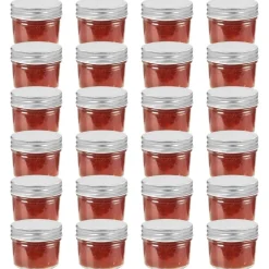 vidaXL Jampotten met zilverkleurige deksels 24 st 110 ml glas