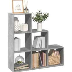 vidaXL Kamerscherm / boekenkast 3-laags 99x29x99 cm hout betongrijs