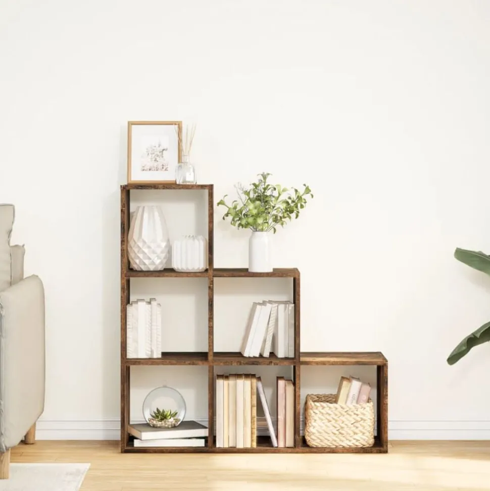 vidaXL Kamerscherm / boekenkast 3-laags 99x29x99 cm hout gerookt eiken