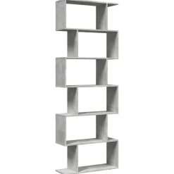vidaXL Kamerscherm / boekenkast 6-laags 70x24x193 cm hout betongrijs