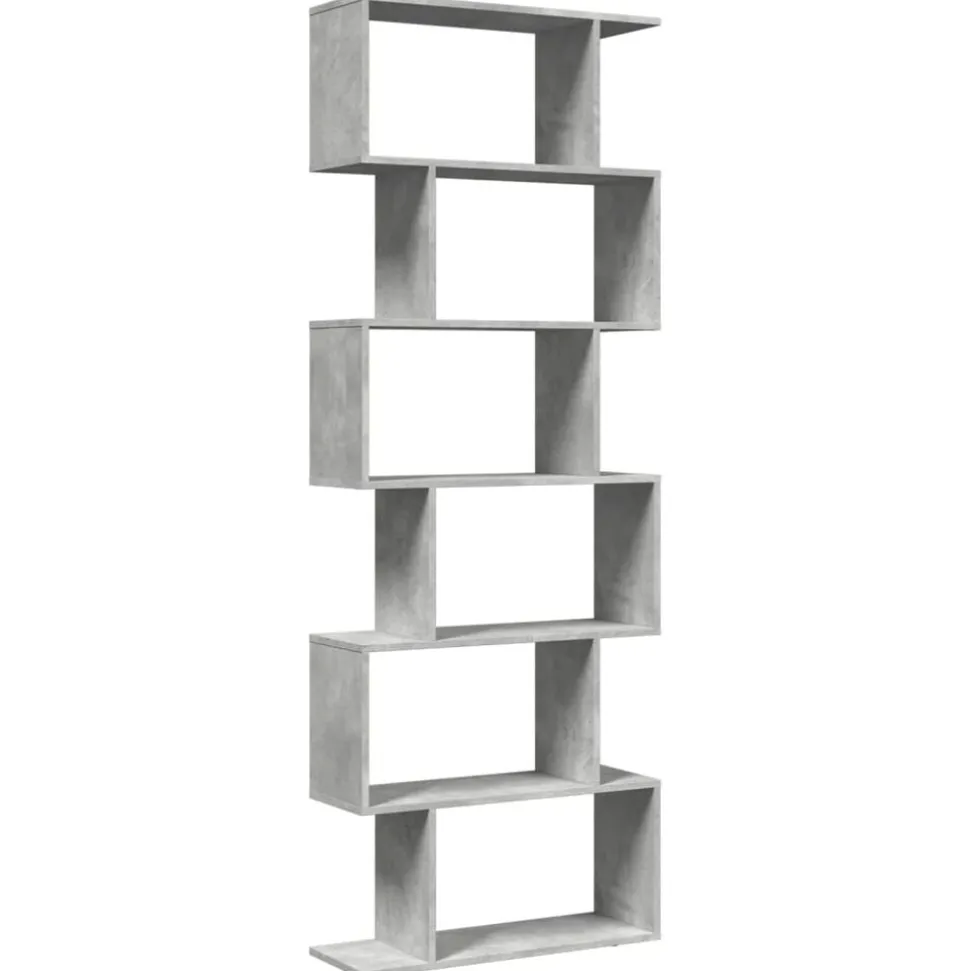 vidaXL Kamerscherm / boekenkast 6-laags 70x24x193 cm hout betongrijs