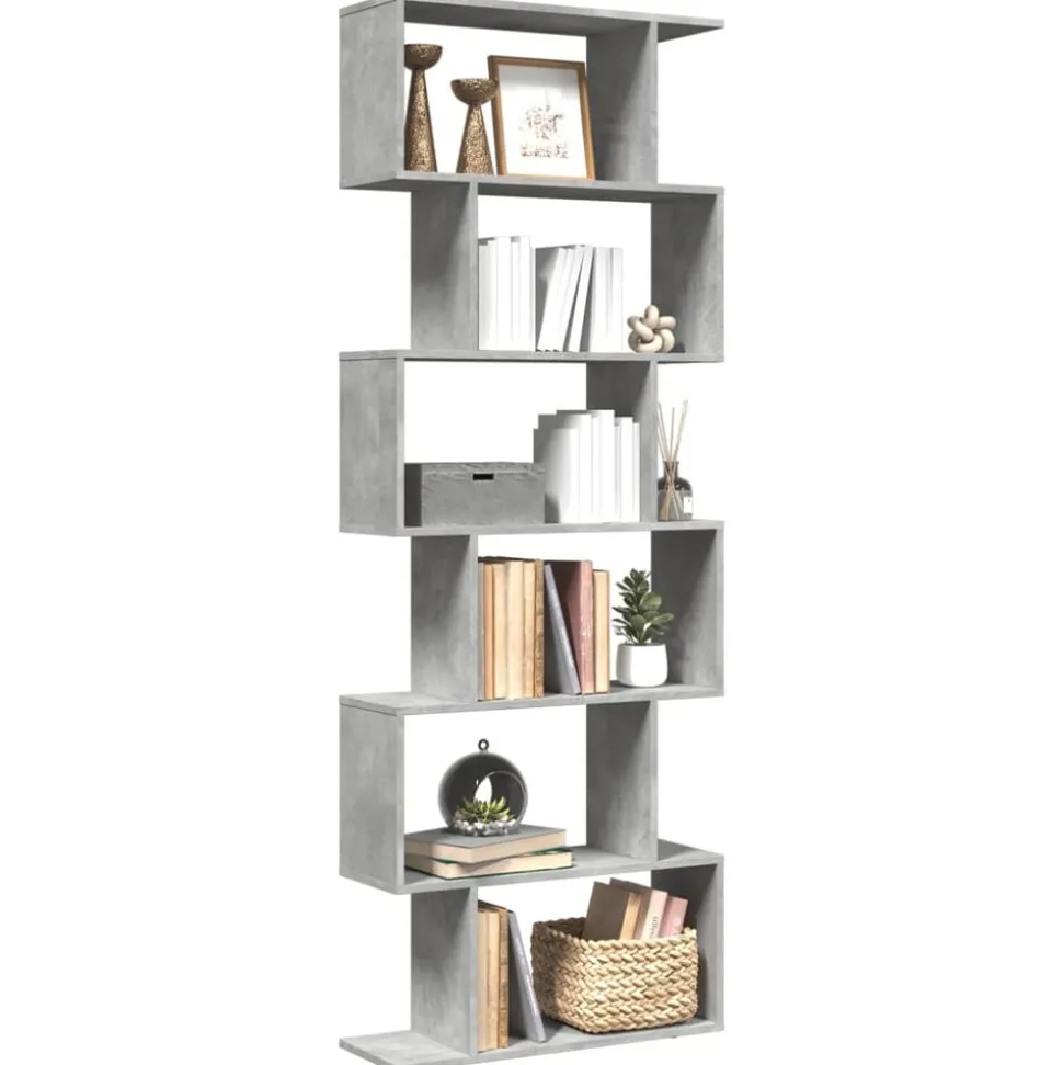 vidaXL Kamerscherm / boekenkast 6-laags 70x24x193 cm hout betongrijs