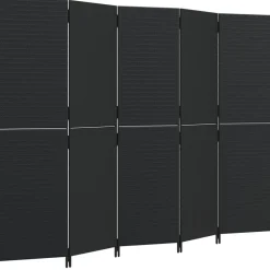 vidaXL Kamerscherm 5 panelen poly rattan zwart
