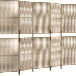 vidaXL Kamerscherm 5 panelen poly rattan beige