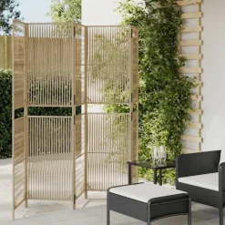 vidaXL Kamerscherm 5 panelen poly rattan beige