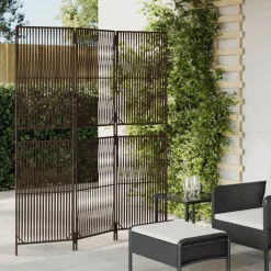vidaXL Kamerscherm 3 panelen poly rattan bruin