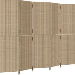 vidaXL Kamerscherm 5 panelen poly rattan beige