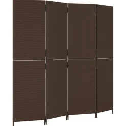 vidaXL Kamerscherm 4 panelen poly rattan bruin