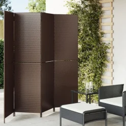 vidaXL Kamerscherm 4 panelen poly rattan bruin