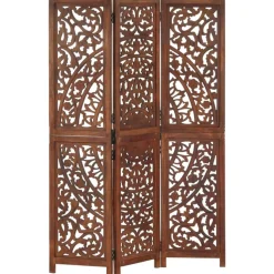 vidaXL Kamerscherm 3 panelen handgesneden 120x165 cm mangohout bruin