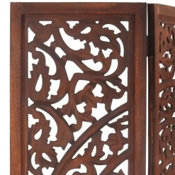 vidaXL Kamerscherm 3 panelen handgesneden 120x165 cm mangohout bruin