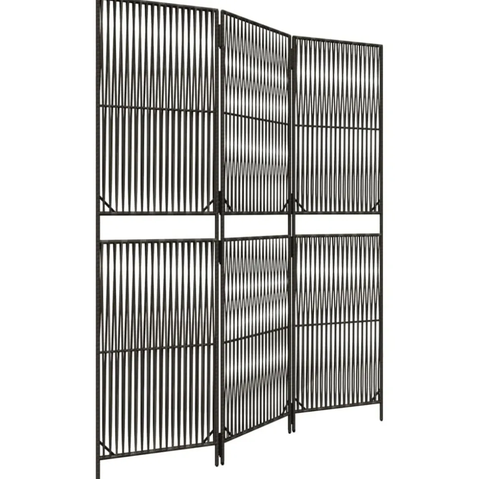 vidaXL Kamerscherm 3 panelen poly rattan grijs