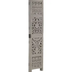 vidaXL Kamerscherm 3 panelen handgesneden 120x165 cm mangohout grijs