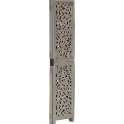 vidaXL Kamerscherm 3 panelen handgesneden 120x165 cm mangohout grijs