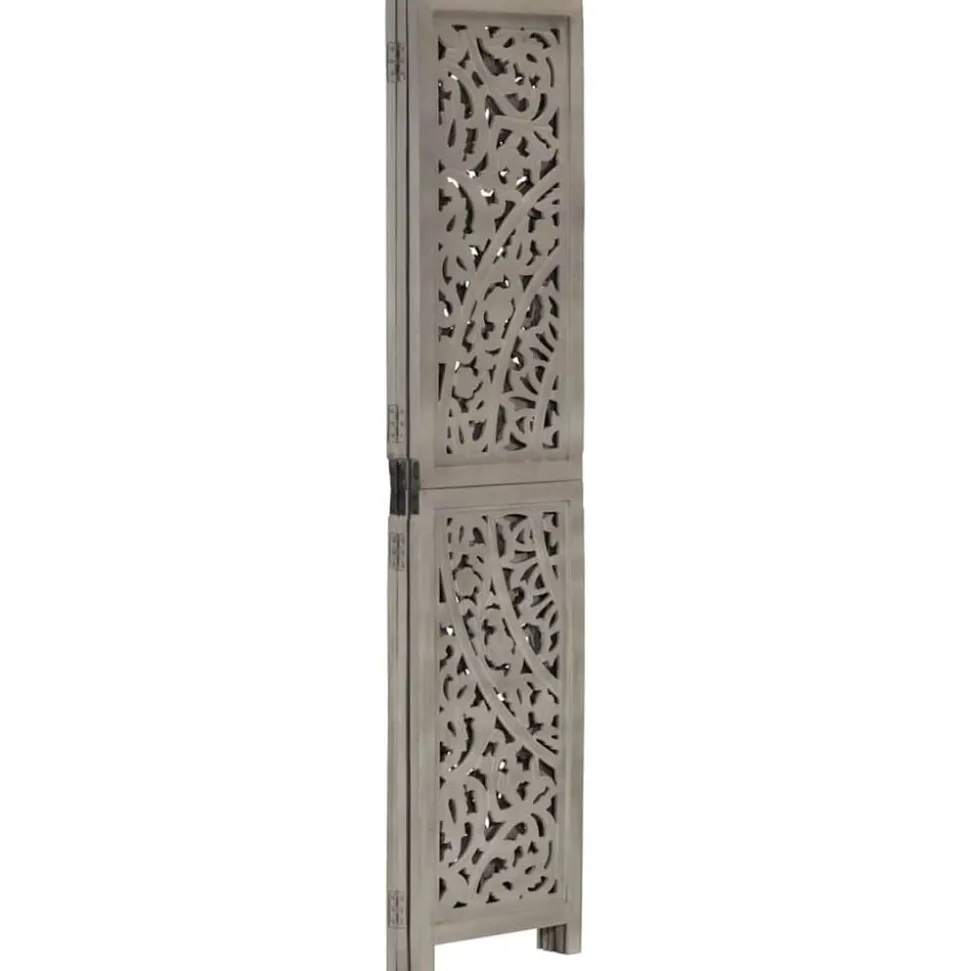 vidaXL Kamerscherm 3 panelen handgesneden 120x165 cm mangohout grijs