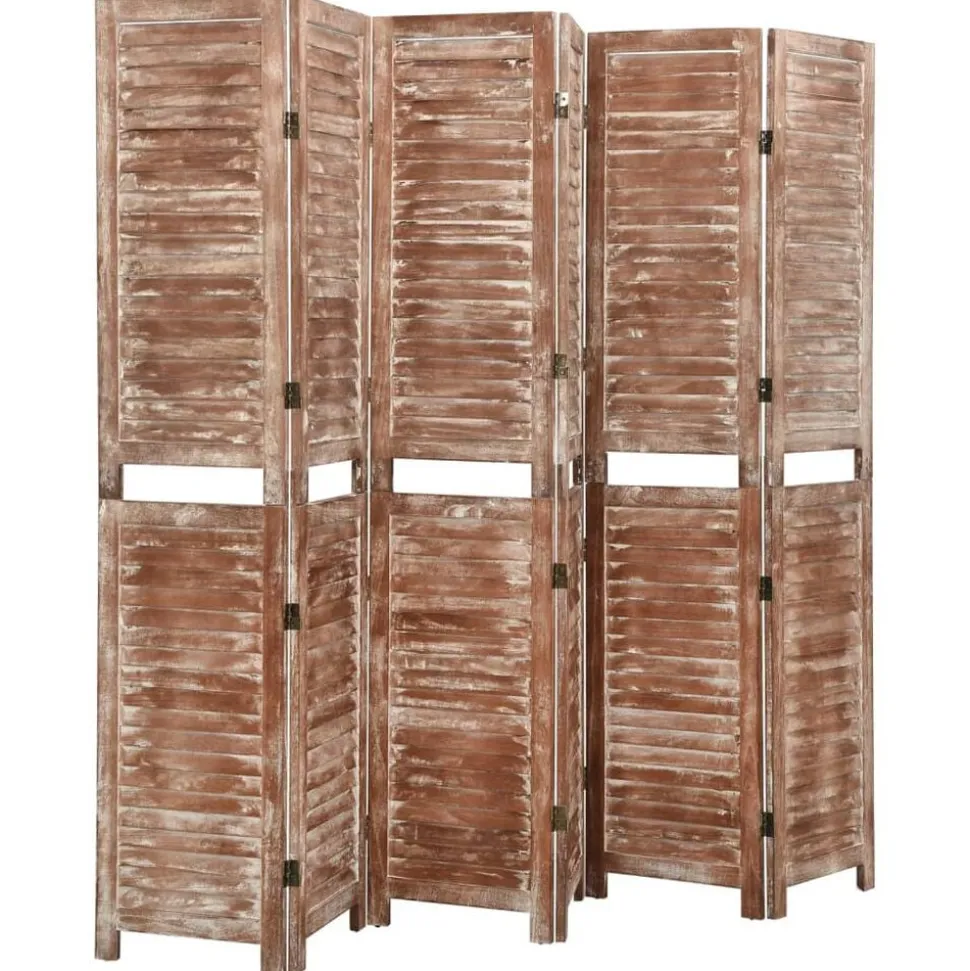 vidaXL Kamerscherm 6 panelen 210x165 cm massief paulowniahout bruin