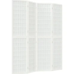 vidaXL Kamerscherm inklapbaar 4 panelen Japanse stijl 160x170 cm wit