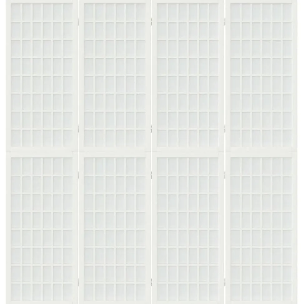 vidaXL Kamerscherm inklapbaar 4 panelen Japanse stijl 160x170 cm wit