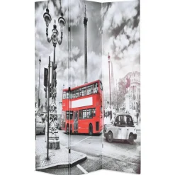 vidaXL Kamerscherm inklapbaar Londen bus 120x170 cm zwart en wit