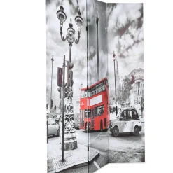 vidaXL Kamerscherm inklapbaar Londen bus 120x170 cm zwart en wit