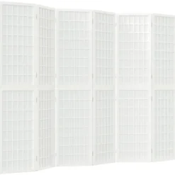 vidaXL Kamerscherm inklapbaar 6 panelen Japanse stijl 240x170 cm wit
