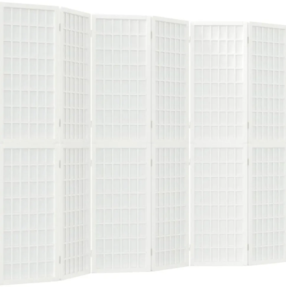 vidaXL Kamerscherm inklapbaar 6 panelen Japanse stijl 240x170 cm wit