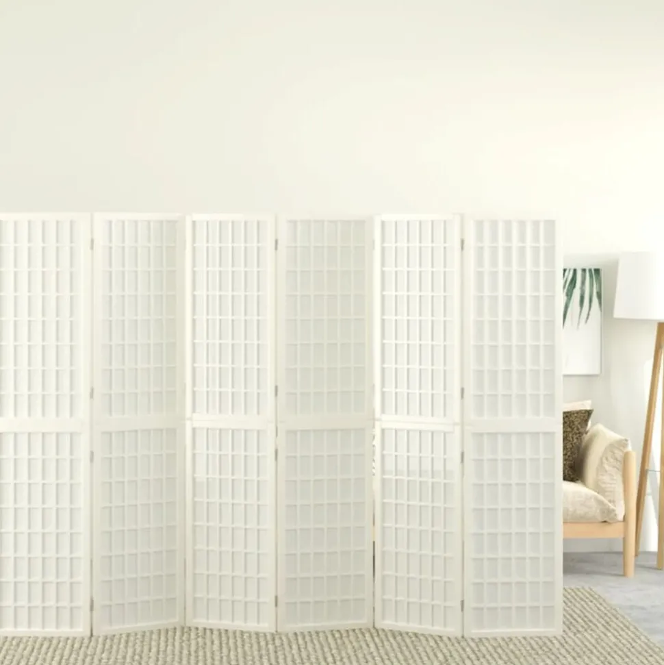 vidaXL Kamerscherm inklapbaar 6 panelen Japanse stijl 240x170 cm wit