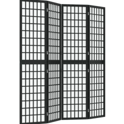 vidaXL Kamerscherm inklapbaar 4 panelen Japanse stijl 160x170 cm zwart