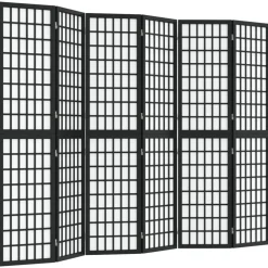 vidaXL Kamerscherm inklapbaar 6 panelen Japanse stijl 240x170 cm zwart