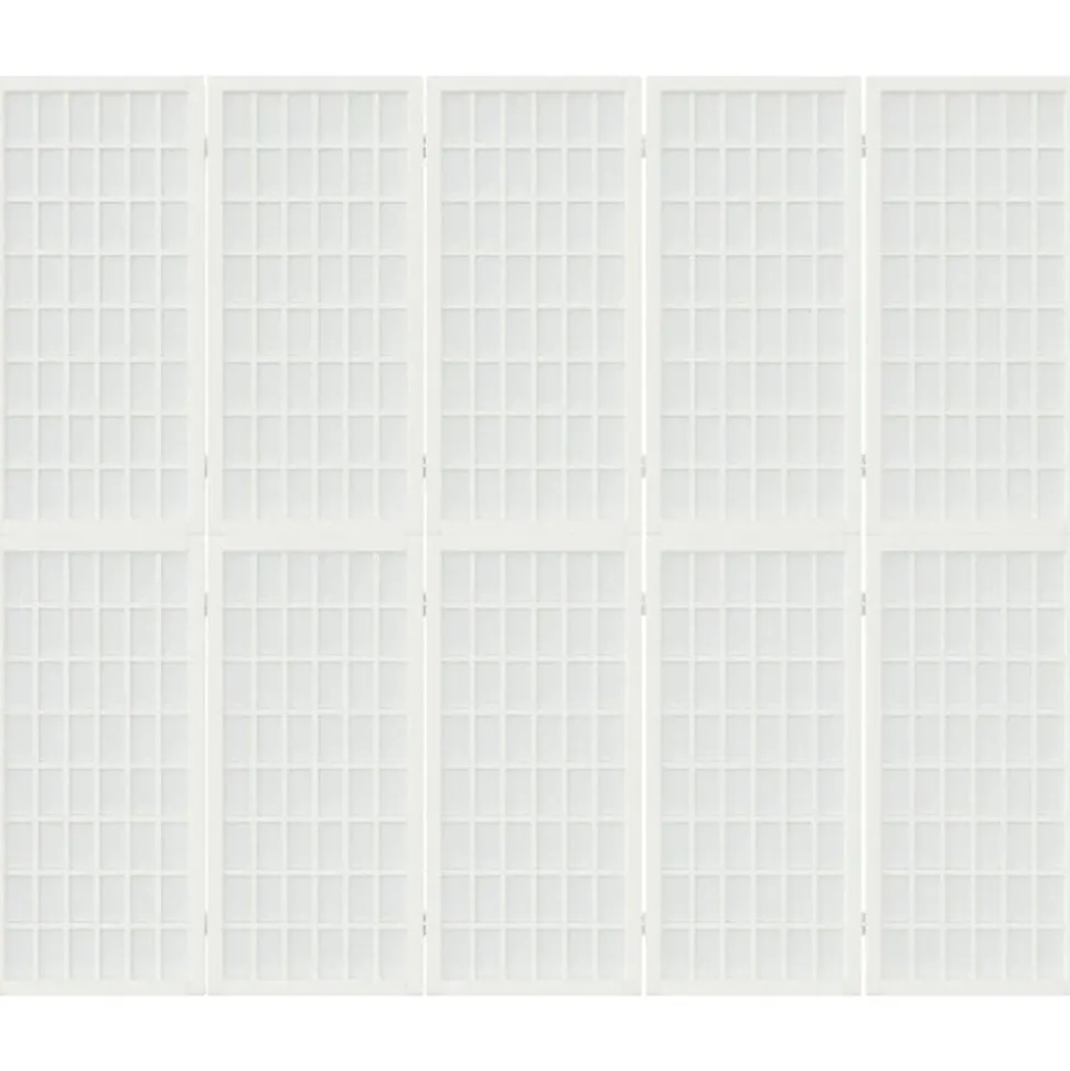 vidaXL Kamerscherm inklapbaar 5 panelen Japanse stijl 200x170 cm wit