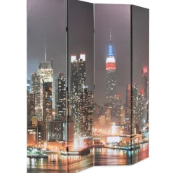vidaXL Kamerscherm inklapbaar New York bij nacht 160x170 cm