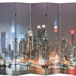vidaXL Kamerscherm inklapbaar New York bij nacht 200x170 cm