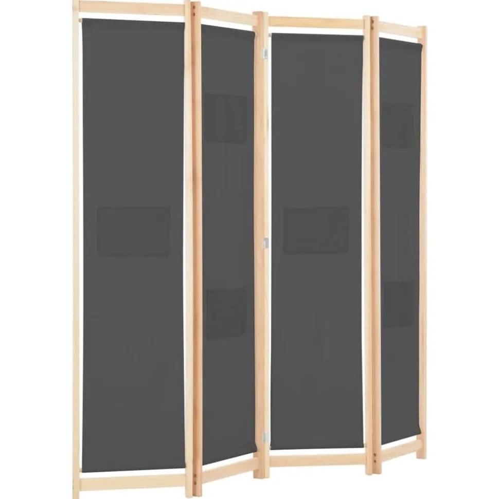 vidaXL Kamerscherm met 4 panelen 160x170x4 cm stof grijs