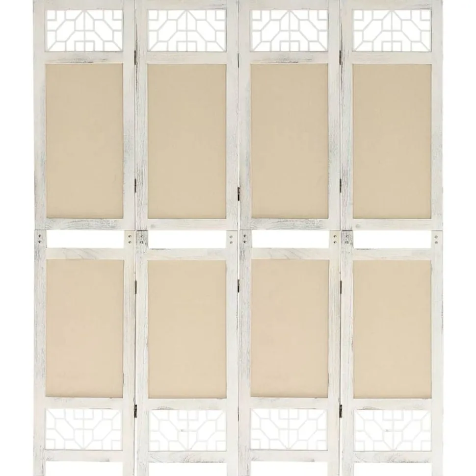 vidaXL Kamerscherm met 4 panelen 140x165 cm stof crèmekleurig
