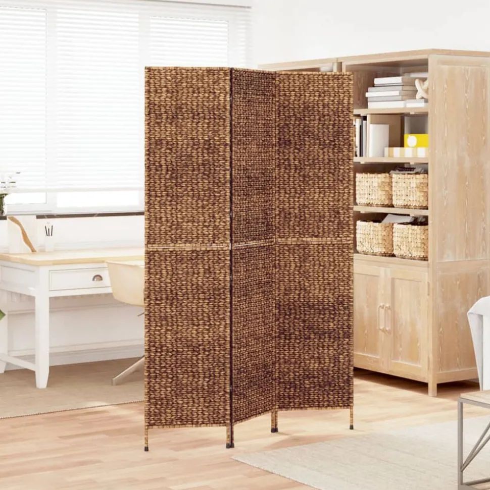 vidaXL Kamerscherm met 3 panelen 122x180 cm waterhyacint bruin