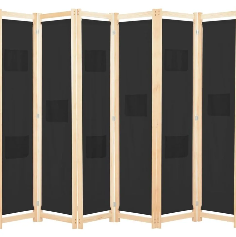 vidaXL Kamerscherm met 6 panelen 240x170x4 cm stof zwart