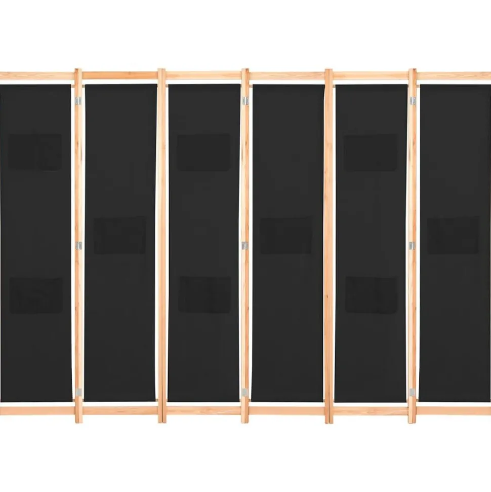 vidaXL Kamerscherm met 6 panelen 240x170x4 cm stof zwart