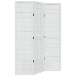 vidaXL Kamerscherm met 3 panelen massief paulowniahout wit