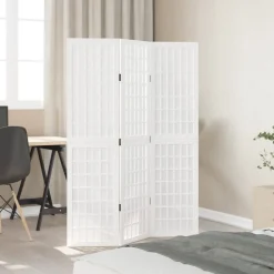 vidaXL Kamerscherm met 3 panelen massief paulowniahout wit