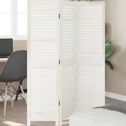 vidaXL Kamerscherm met 3 panelen massief paulowniahout wit