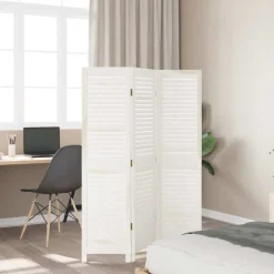 vidaXL Kamerscherm met 3 panelen massief paulowniahout wit