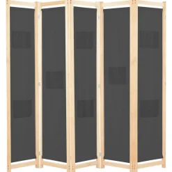 vidaXL Kamerscherm met 5 panelen 200x170x4 cm stof grijs
