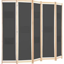 vidaXL Kamerscherm met 5 panelen 200x170x4 cm stof grijs