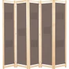 vidaXL Kamerscherm met 5 panelen 200x170x4 cm stof bruin