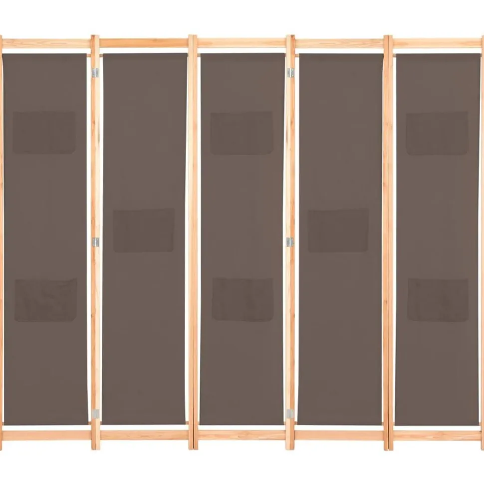 vidaXL Kamerscherm met 5 panelen 200x170x4 cm stof bruin