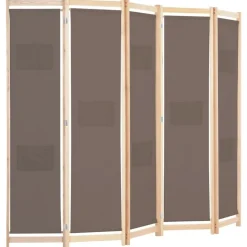 vidaXL Kamerscherm met 5 panelen 200x170x4 cm stof bruin